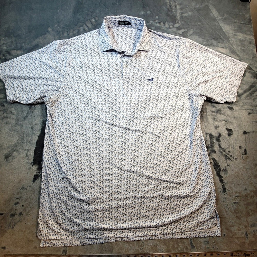 Men's Southern Marsh Flyline Performance Polo Palm & Pineapples 2XL Golf